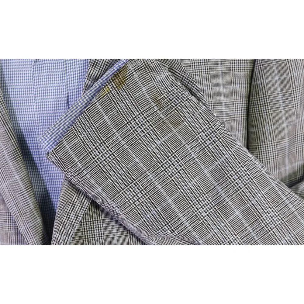 Ermenegildo Zegna Black Gray Blue Plaid Sportcoat Blazer 46R